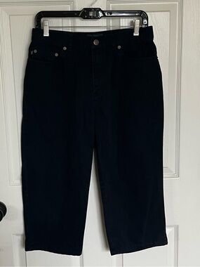 Vintage Lauren Ralph Lauren Black Twill Capri Pant 8 Petite 8P